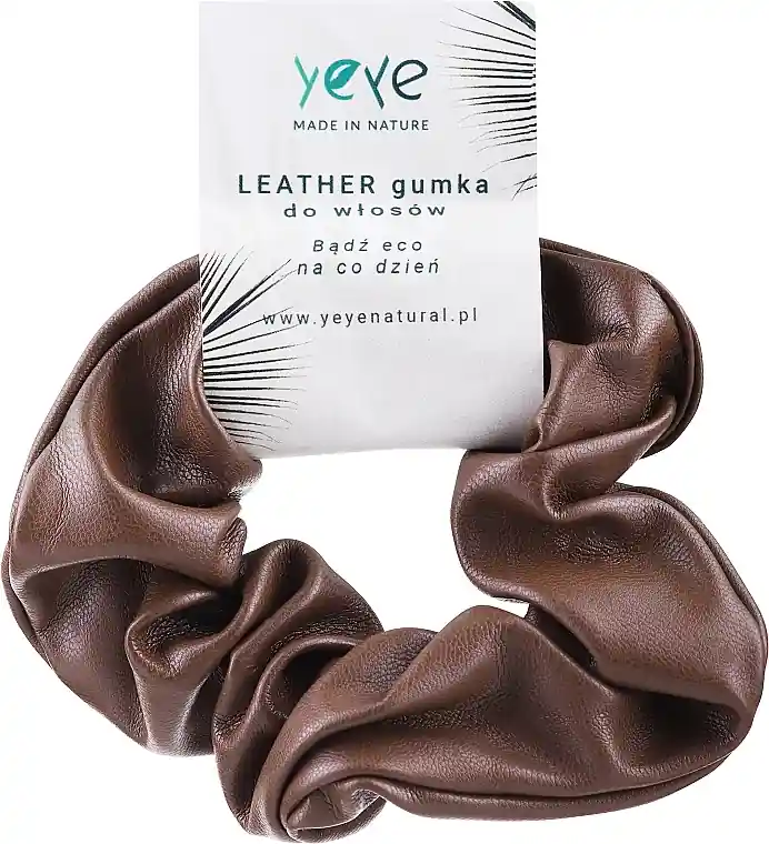 Leather Scrunchie, dark brown - Accessories