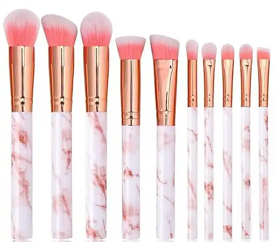 Makeup Brush Set, 10 pcs, marble - Accessories