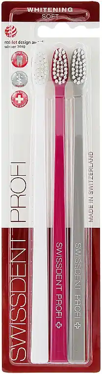 Toothbrush Set, extra soft, red+gray+white - Bath and Body
