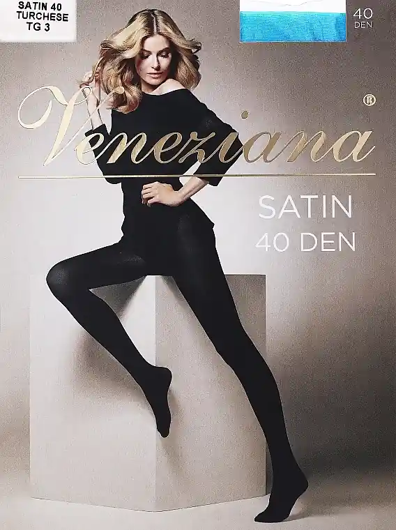 Satin Tights, 40 Den, turchese - Clothes