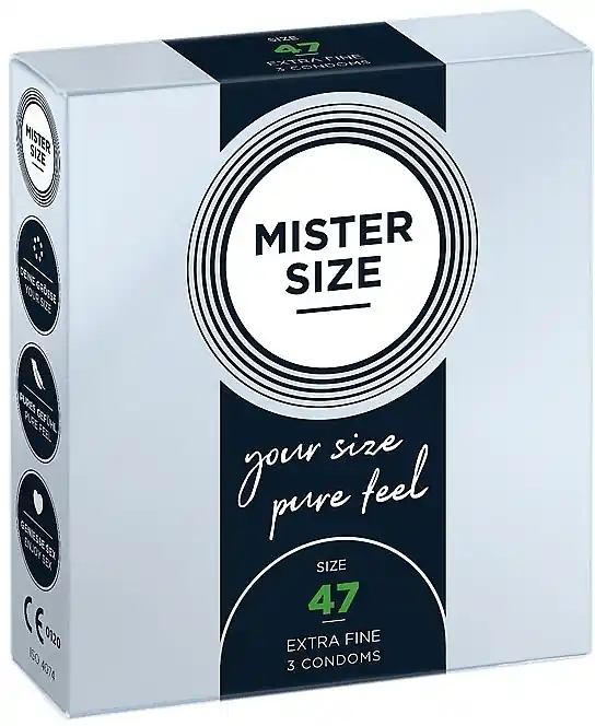 Latex Condoms, 47 size, 3 pcs - Health & Care