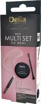 Delia Cosmetics Multi Set (eyebrow pomade/1g + eyebrow tweezers/1pc + eyebrow stencils/3pcs) - Makeup