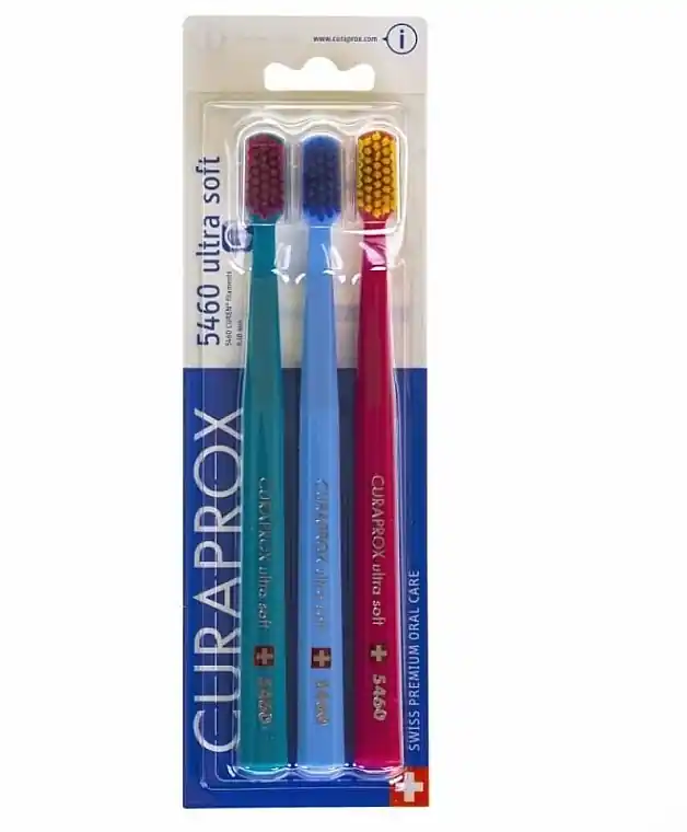 Toothbrush Set, 5460 Ultra Soft, red, turquoise, blue - Bath and Body