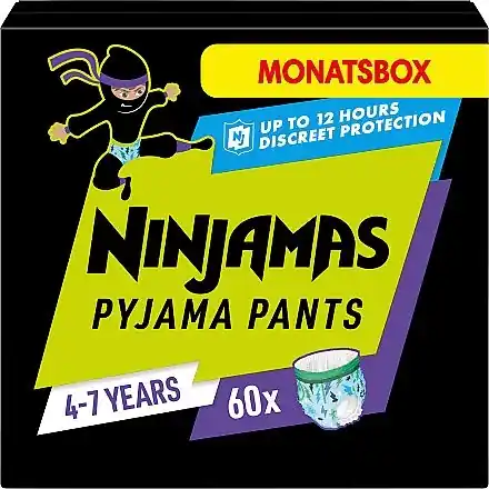 Ninjamas Pyjama Boy Diaper Pants, 4-7 years (17-30 kg), 60 pcs