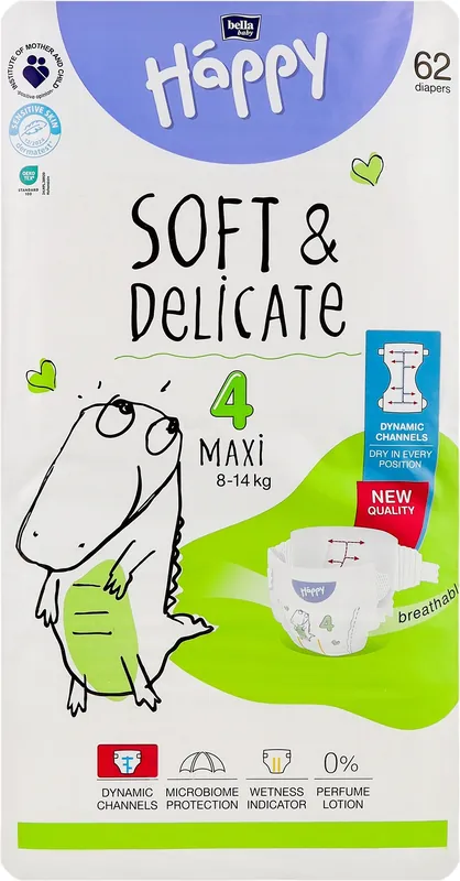 Baby Diapers 8-14 kg, size 4 Maxi, 62 pcs.