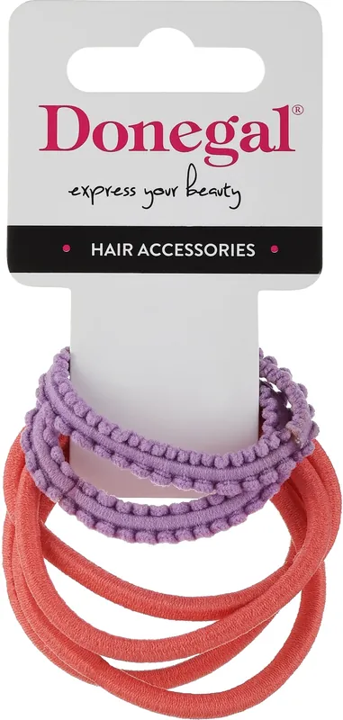 Hair ties FA-5665, pink 4 pcs. + purple 2 pcs.
