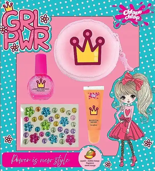 Chlapu Chlap Girl Power (nail/polish/5ml + lip/gloss/5ml + nail/sticker/1pcs + bag) - Nails