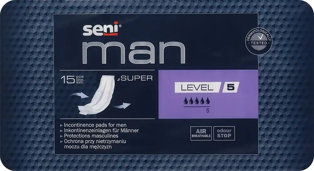 Seni Man Super Level 5 Urological Pads for Men, 15 pcs - Bath and Body