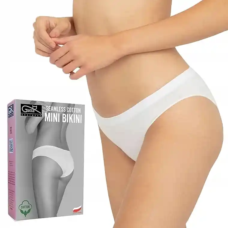 Seamless Cotton Mini Bikini, white - Clothes
