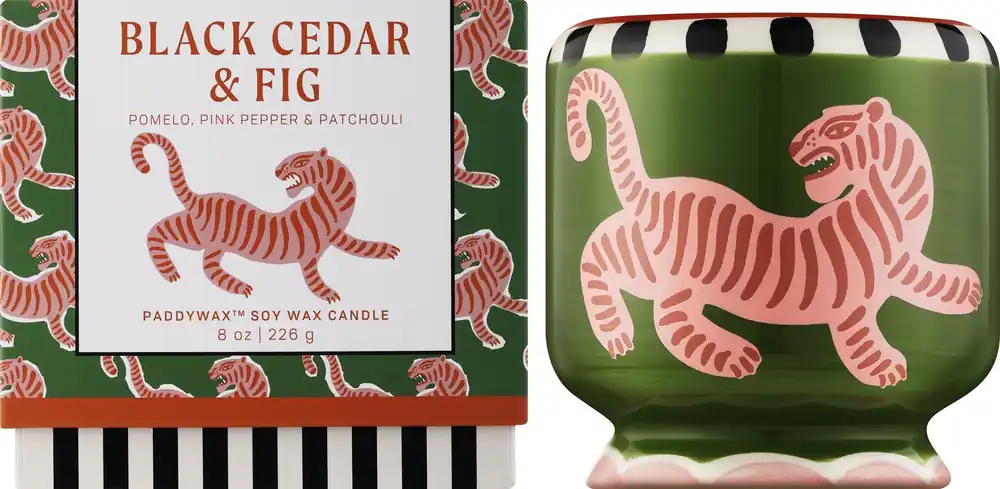 Black Cedar & Fig Scented Ceramic Candle - Bath and Body