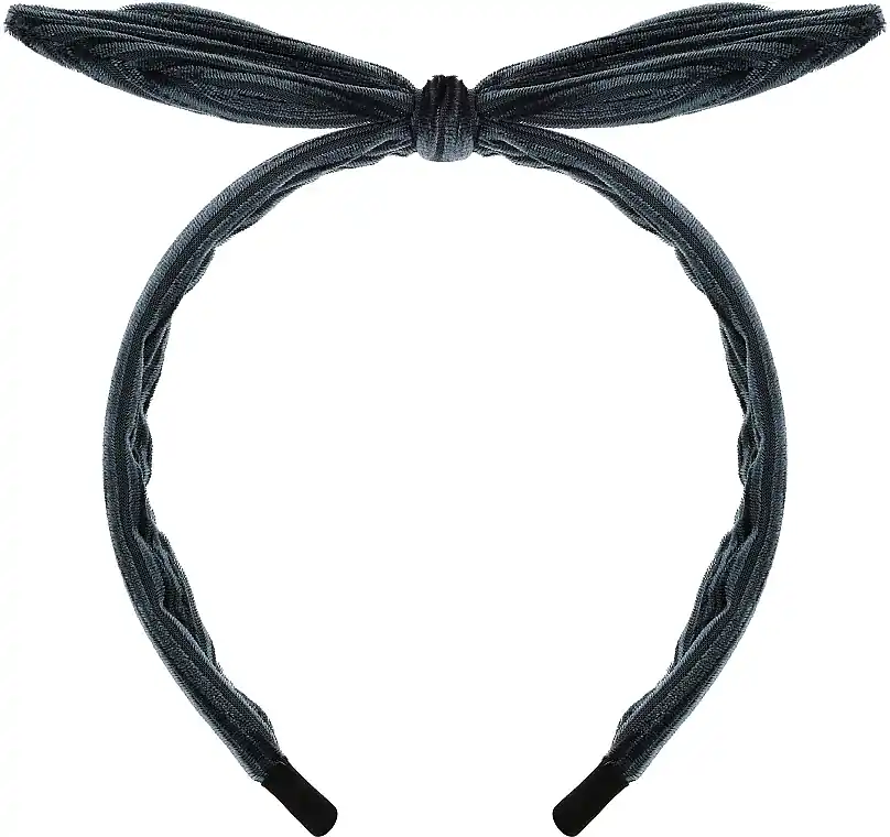 Headband with decorative knot, FA-5618, gray-blue corduroy