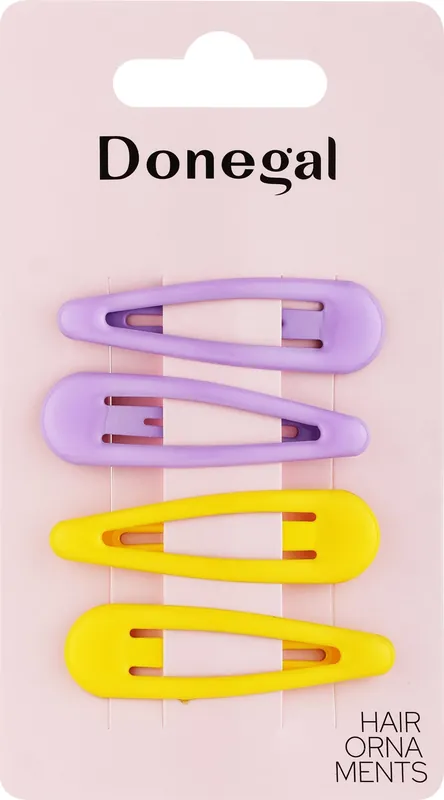 Hair Clips, FA-5667+2, 4 pcs., yellow + purple