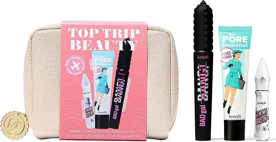 Benefit Top Trip Beauty Set (f/primer/22ml + brow/gel/3g + mascara/8.5 g) - Makeup