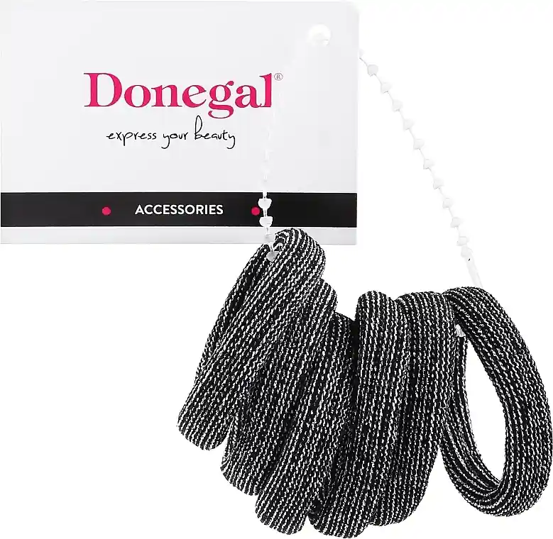 Hair Ties, FA-5691+1, black with silver thread