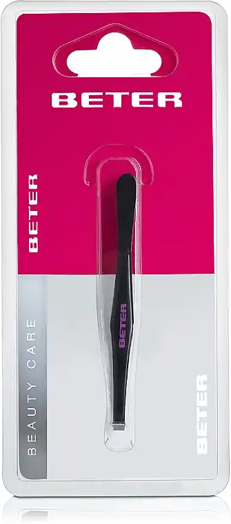 Hair Removal Tweezers with Straight Ends, Black Steel - Accessories