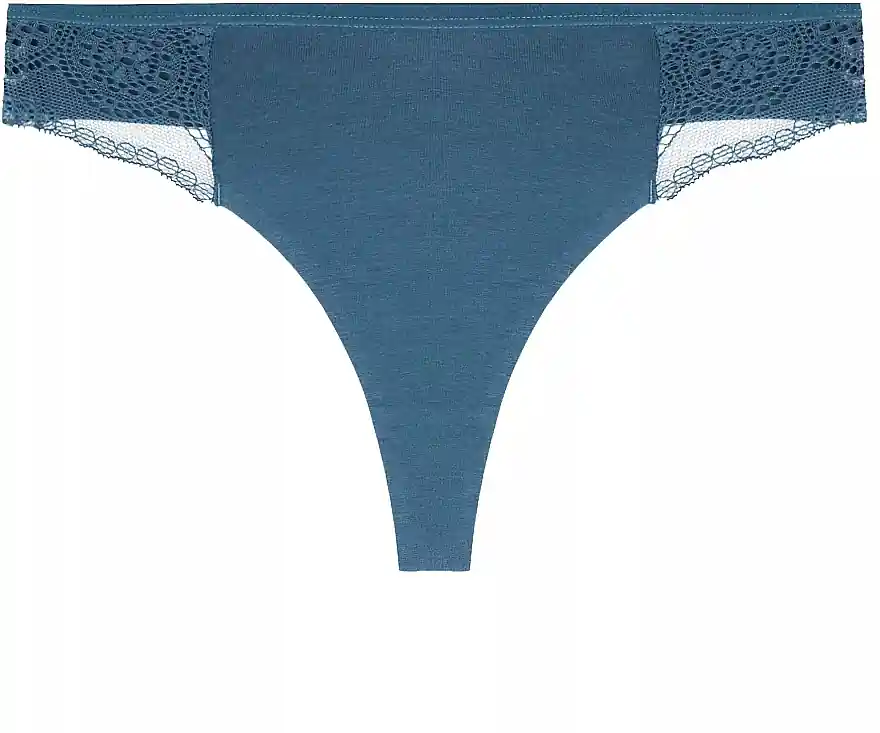 Cotton Thong with Lace Inserts, BDM500-051, emerald