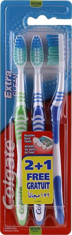 Toothbrush, medium, blue+blue+green - Bath and Body
