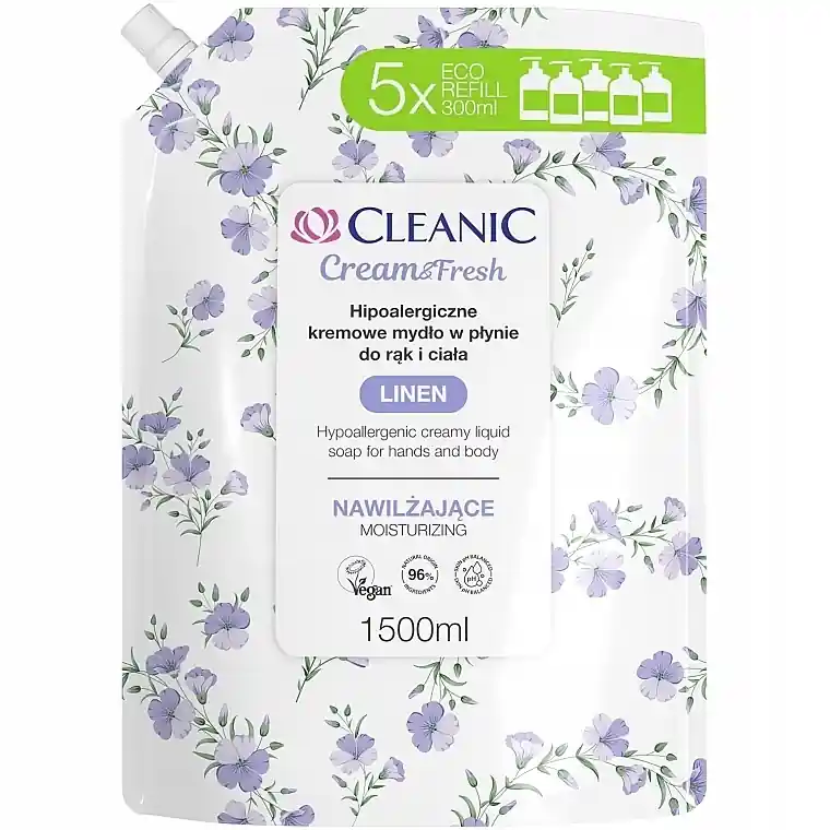 Liquid Hand & Body Cream Soap with Flax Extract (doypack) - Bath and Body